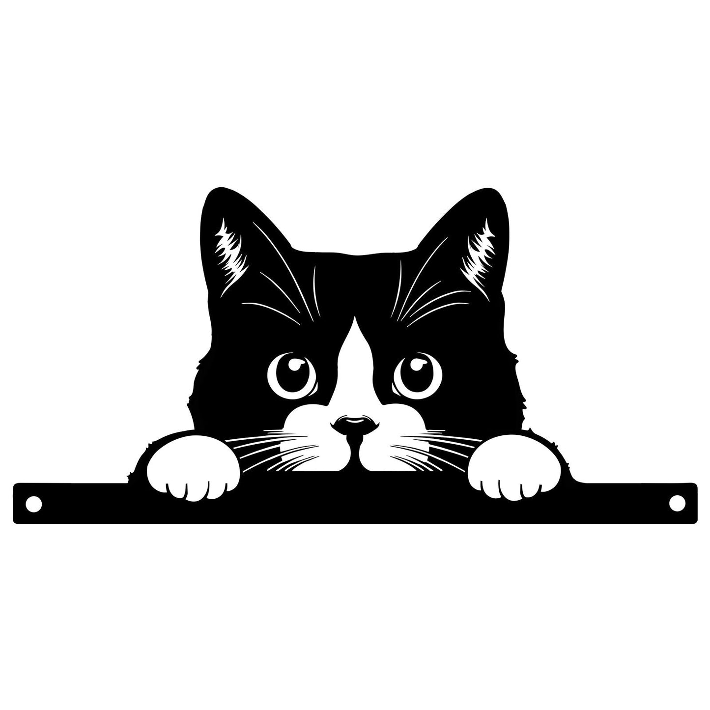 Peeking Cat Fence Topper Black Metal Silhouette Garden Wall Decoration