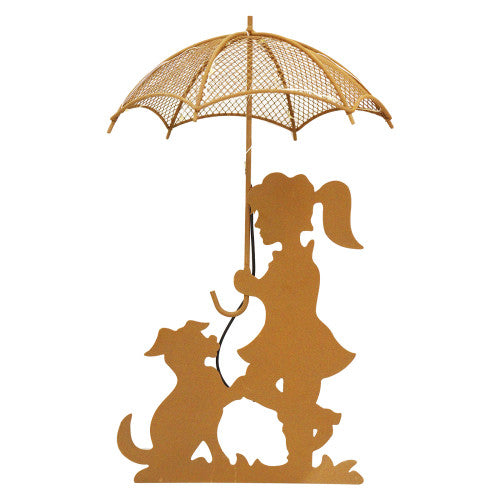 Solar Fairy Stake Light Garden Decor Girl Dog Boy Silhouette Umbrellla Toadstool
