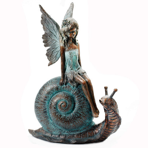 Resin Fairy On Snail or with Solar Light Flower Bubble - Magical Sculpture for Indoors Outdoor Garden Decoration Light Up