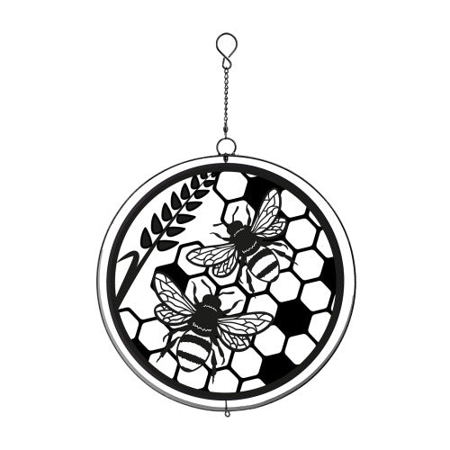 Honey Bee Silhouette Hanging Orbit Spinner - Black Bronze