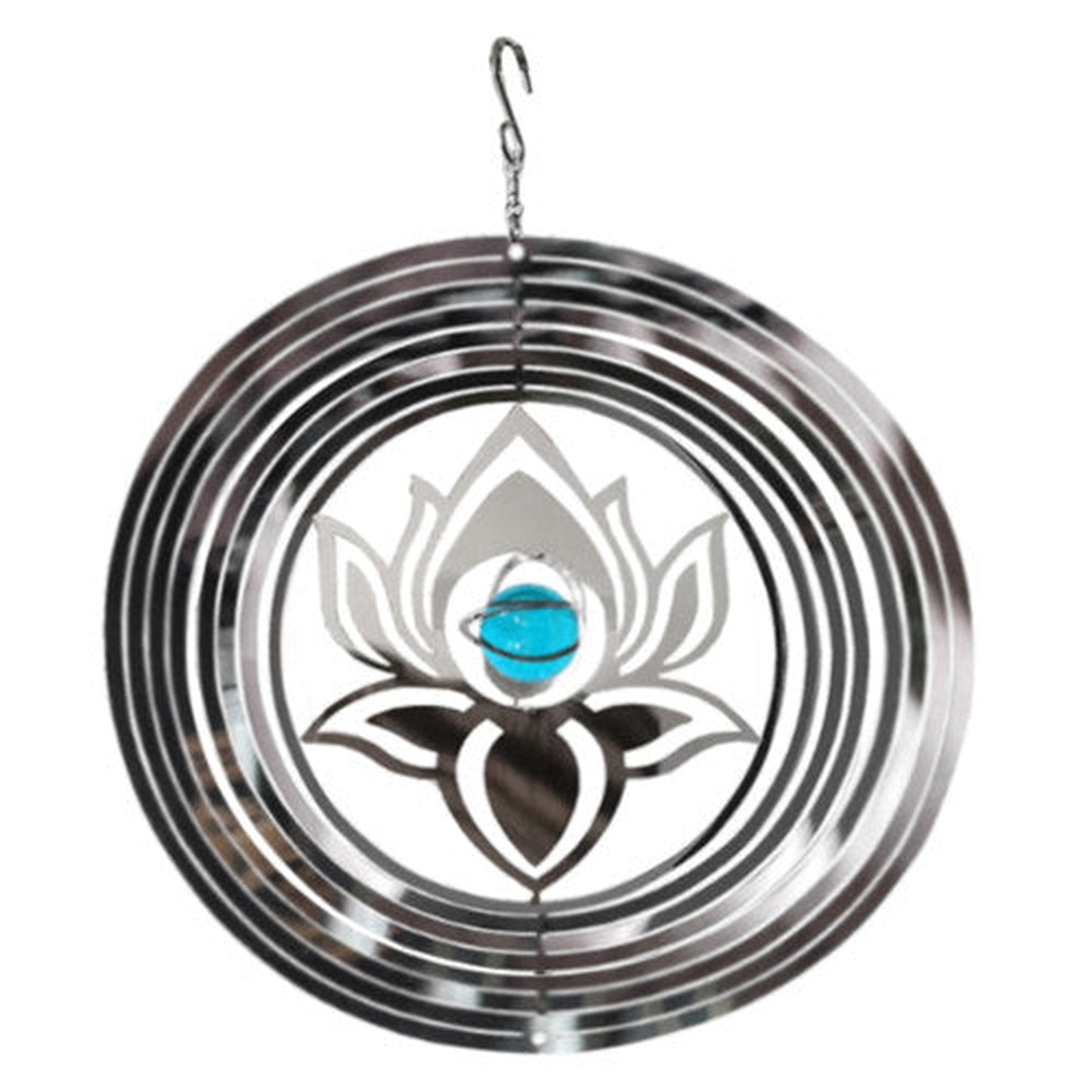 Silhouette Orbit Spinner - Stainless Steel Hanging Wind Spinner Tree Hanger Garden Ornament - Serenity Spa Decor Meditation and Yoga - 25cm x 25cm