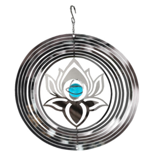 Silhouette Orbit Spinner - Stainless Steel Hanging Wind Spinner Tree Hanger Garden Ornament - Serenity Spa Decor Meditation and Yoga