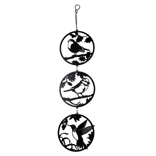 Bird Hanging Silhouette Trio Spinner - Metal Black
