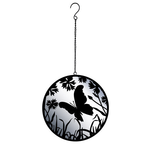 Hanging Butterfly Mirror Silhouette Spinner - Black Tree Hanger