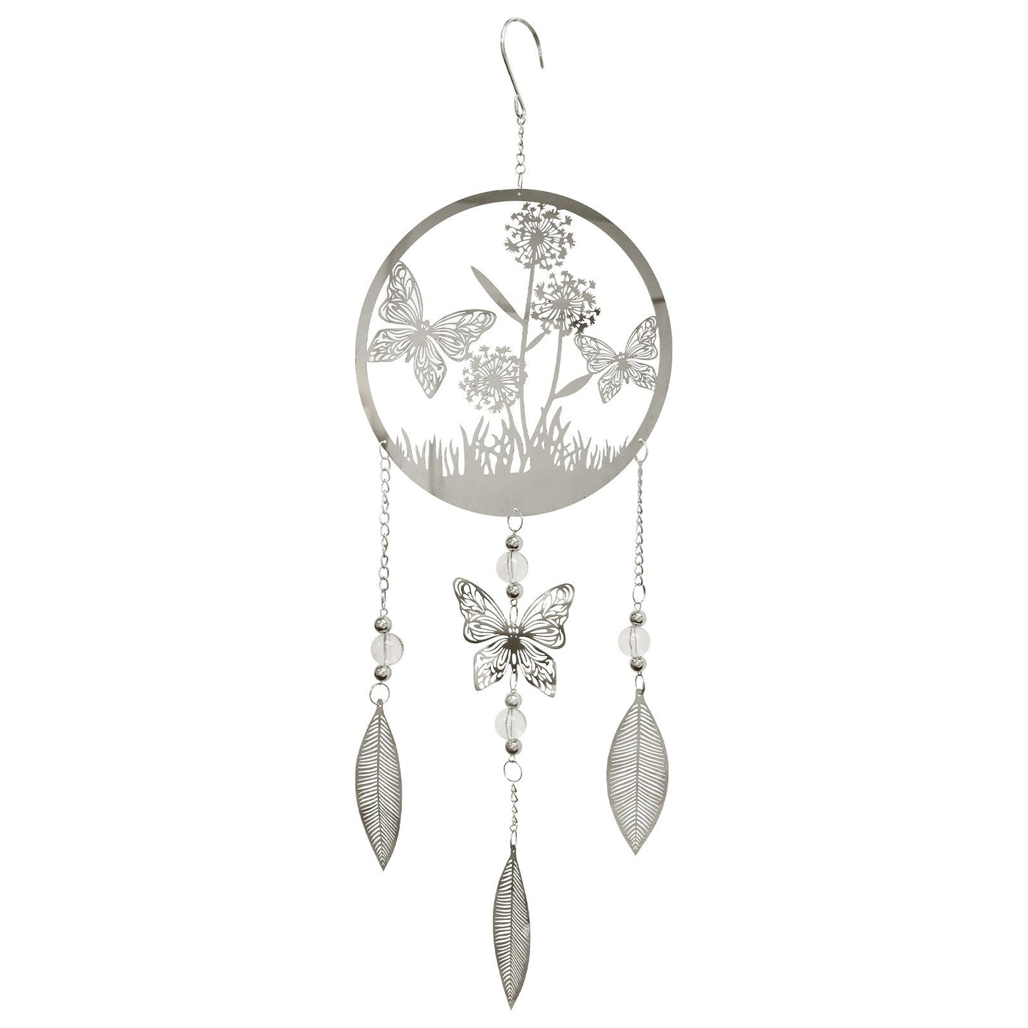 Stainless Steel Hanging Dreamcatcher - Butterfly Outdoor Spinning Garden Decor