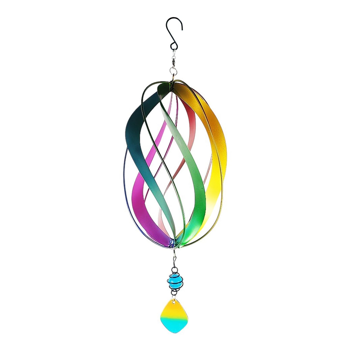 Metal Hanging Wind Spinner, Colourful Kinetic Spinning Garden Tree Ornament