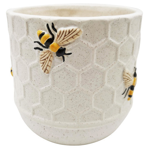 Ceramic Honeybee Pot Planter - Bee Yellow White Tree Hanging Planters - Garden Decoration