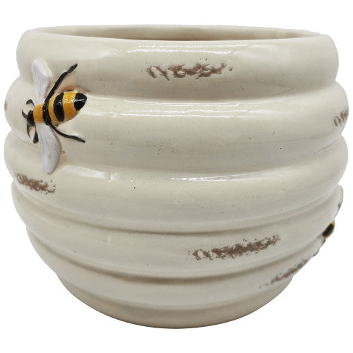 Ceramic Honeybee Pot Planter - Bee Yellow White Tree Hanging Planters - Garden Decoration