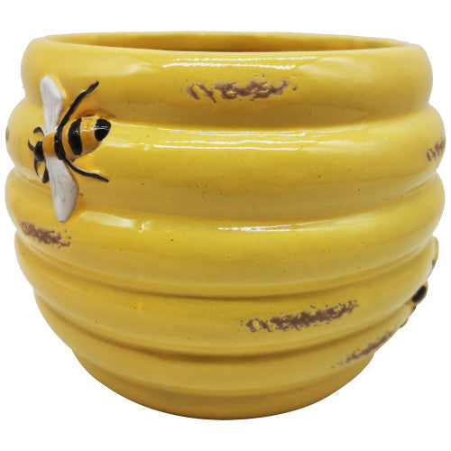 Ceramic Honeybee Pot Planter - Bee Yellow White Tree Hanging Planters - Garden Decoration