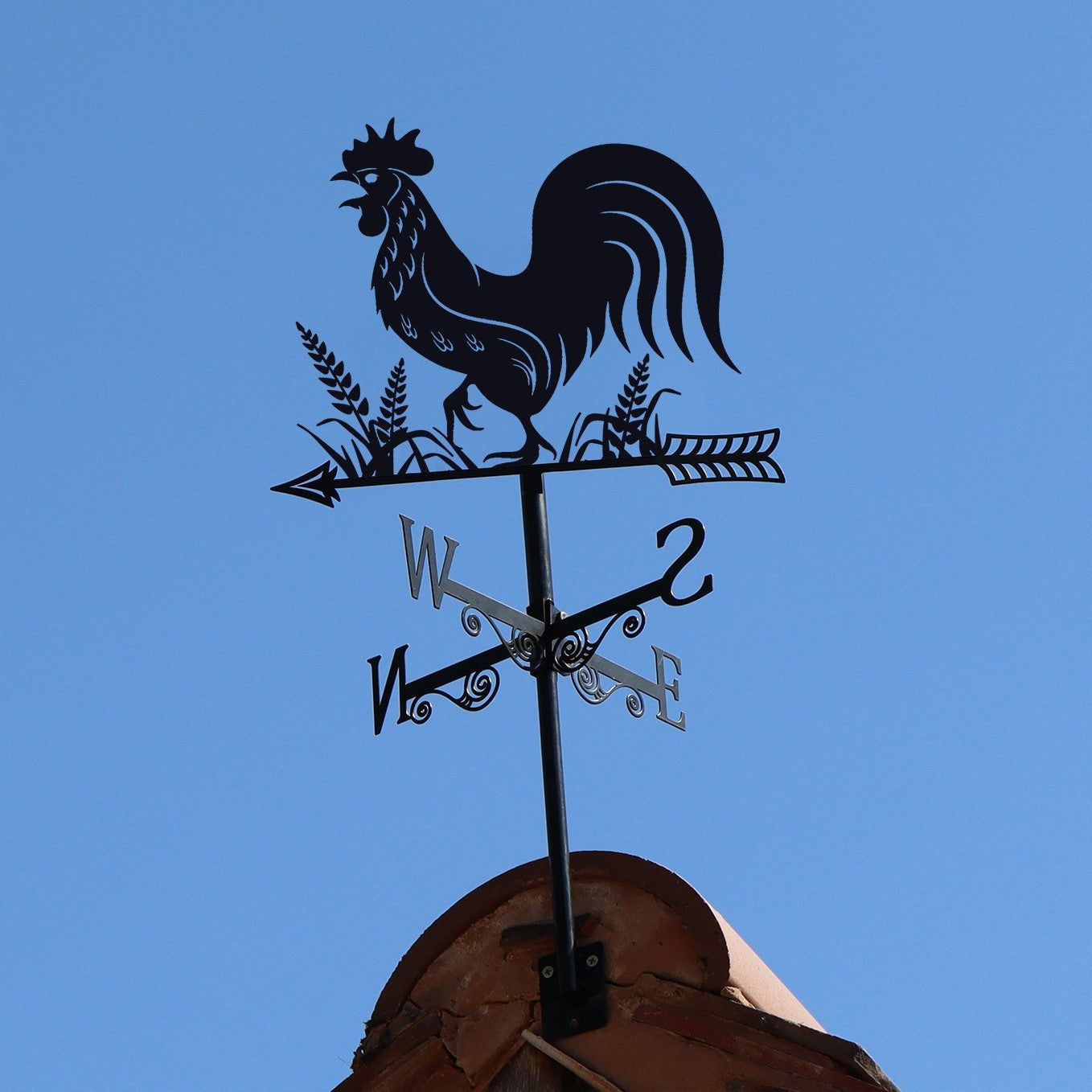 Metal Cockerel Silhouette Weathervane
