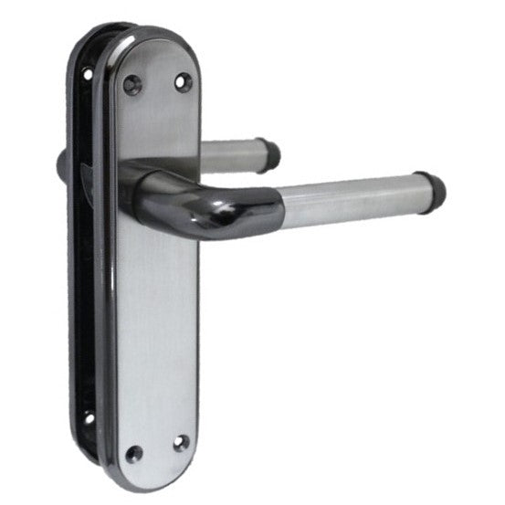 Marina Door Handle Two Tone Latch Lever - Black Nickel and Satin