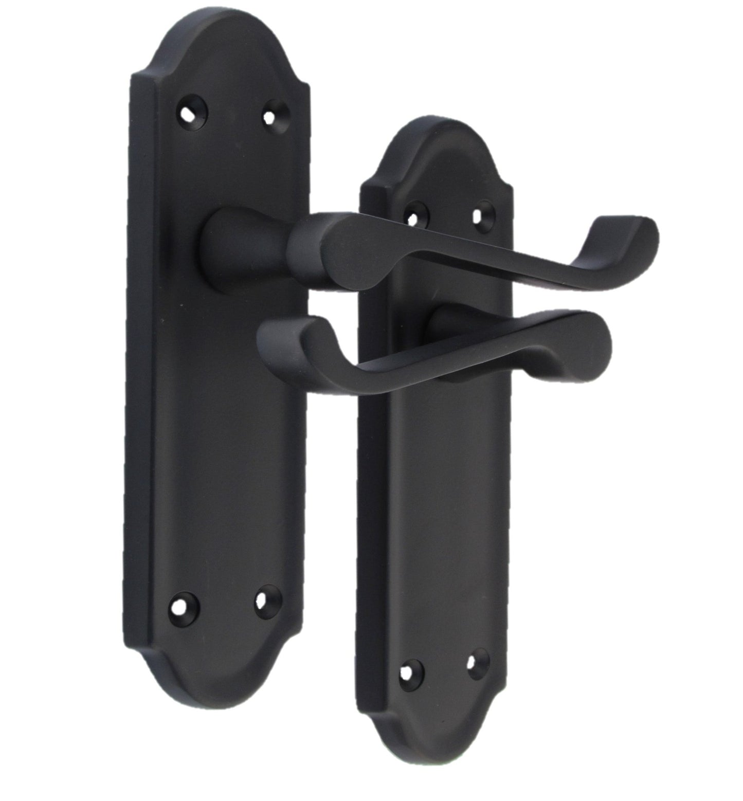 Ashford Door Handle Latch Scroll Lever - Matt Black