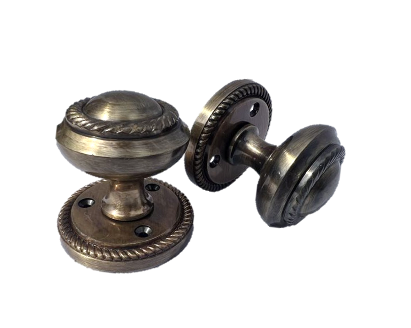 Boutons de porte géorgiens en corde antique, mortaise intérieure, diamètre 63 mm, rosace