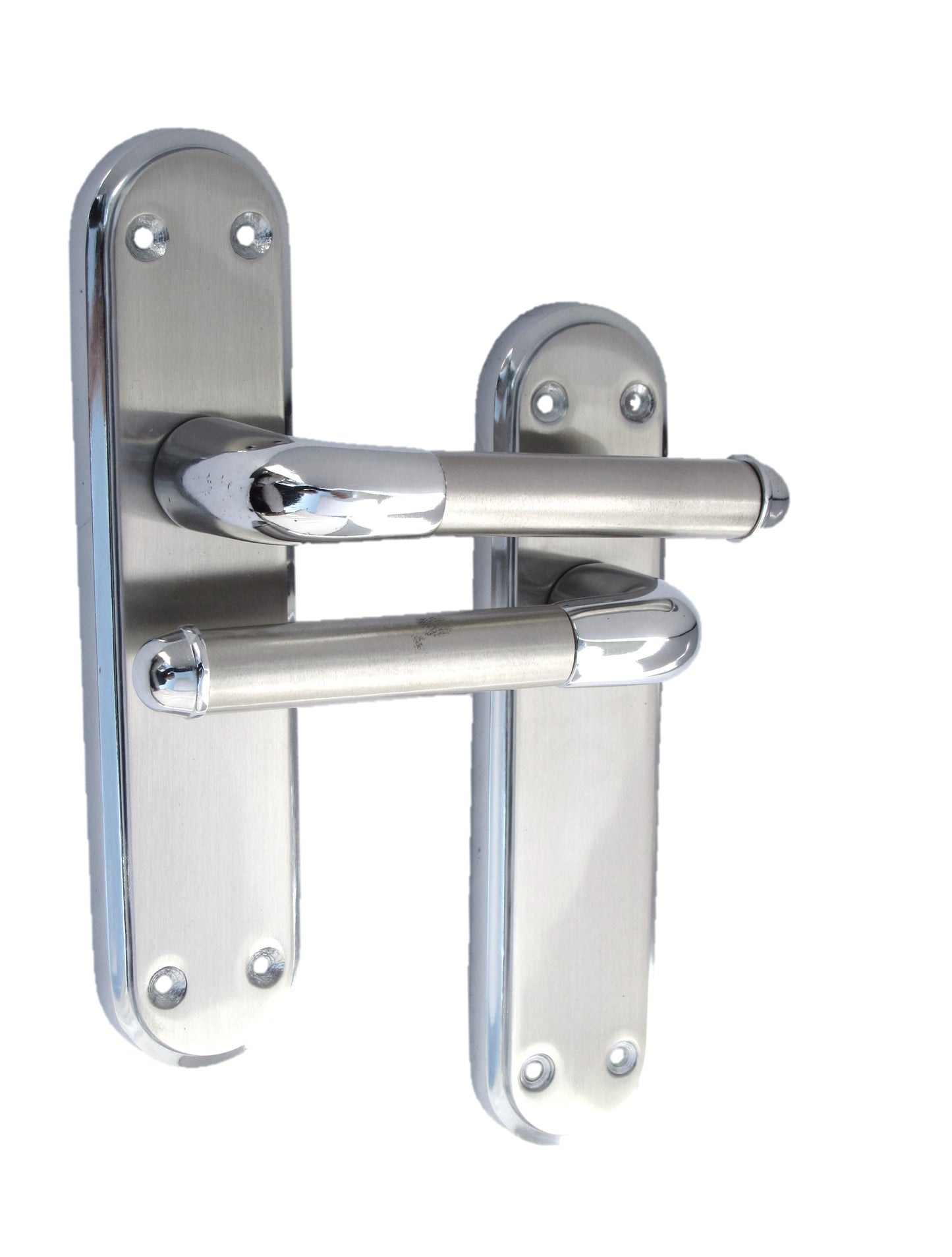 Marina Door Handle Two Tone Latch Lever - Chrome and Satin