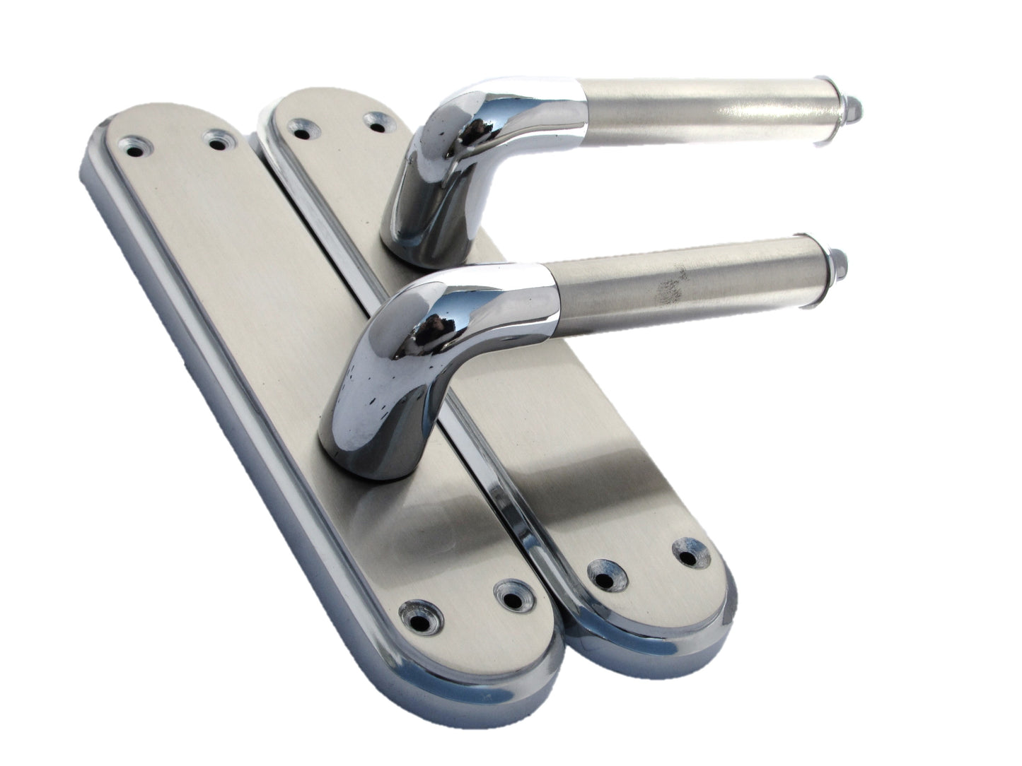 Marina Door Handle Two Tone Latch Lever - Chrome and Satin