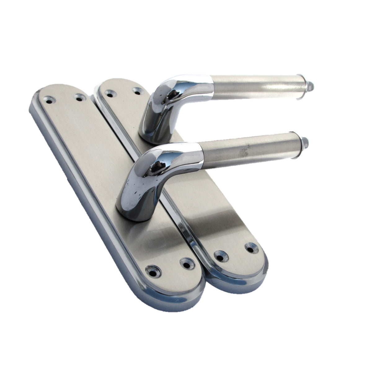 Marina Door Handle Two Tone Latch Lever - Chrome and Satin