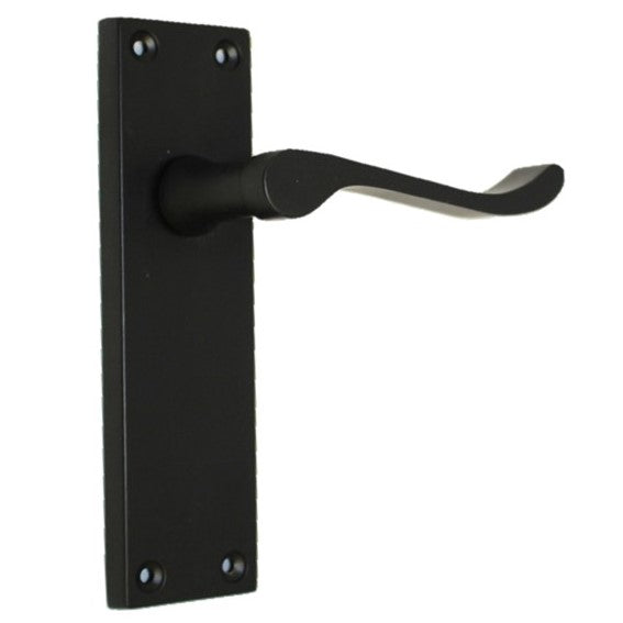 MULTIPACK Door Handles Victorian Scroll Lever 150mm Latch - Matt Black 1/4/6 Pairs