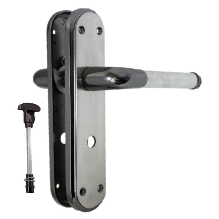 Marina Door Handle Two Tone Bathroom Lock Lever - Black Nickel and Satin