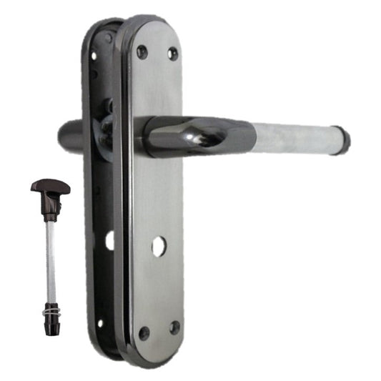 Marina Door Handle Two Tone Bathroom Lock Lever - Black Nickel and Satin