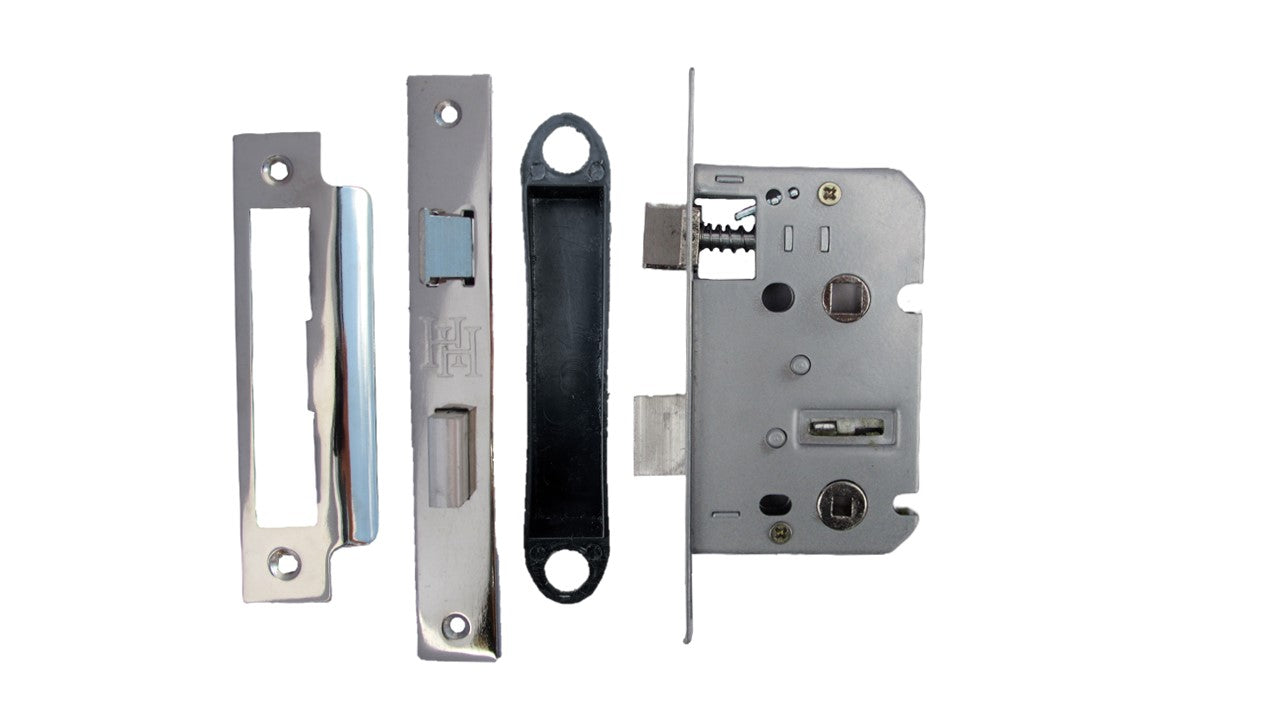 Bathroom Mortice Lock Nickel Sashlock 3" 76mm Bolt Through Reversible Bath Door