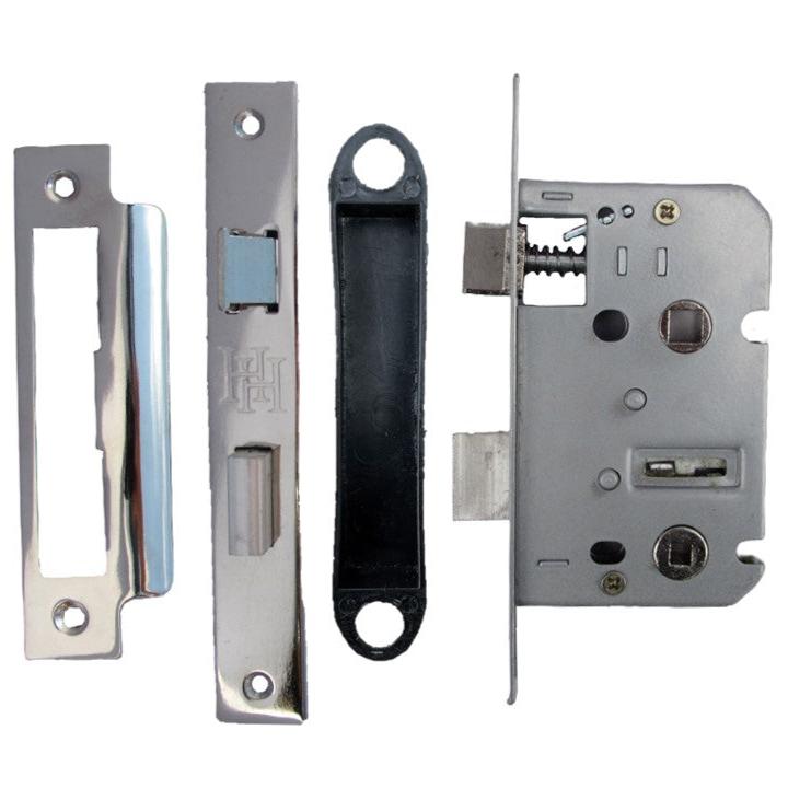 Bathroom Mortice Lock Nickel Sashlock 2.5" 64mm Bolt Through Reversible Bath Door