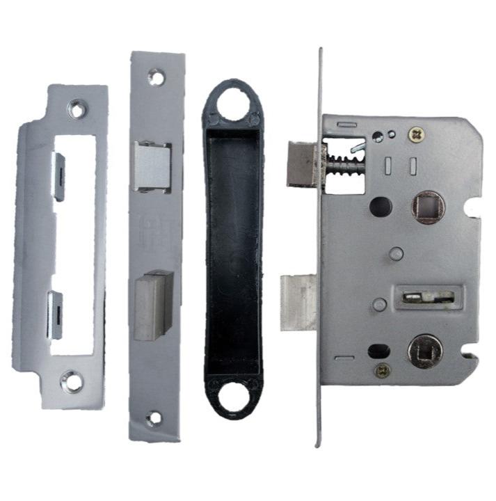 Bathroom Mortice Lock Chrome Sashlock 2.5" 64mm Bolt Through Reversible Bath Door