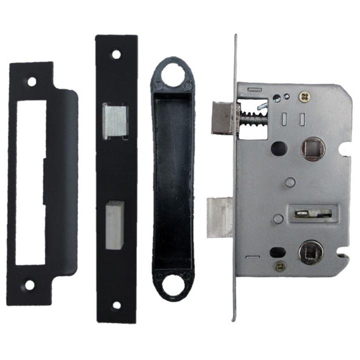 Bathroom Mortice Lock Matt black Sashlock 2.5" 64mm Bolt Through Reversible Bath Door