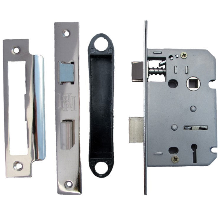 London Astrid Twist Door Handle Polished Chrome Lever on Backplate with Lock Key Hinges
