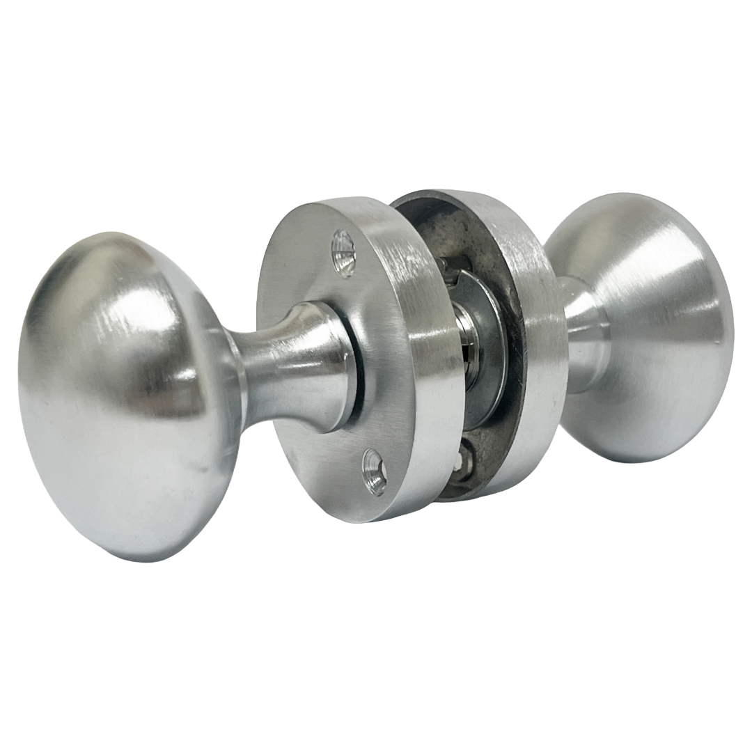 Boutons de porte ronds victoriens à mortaise à ressort - Satin 56 mm