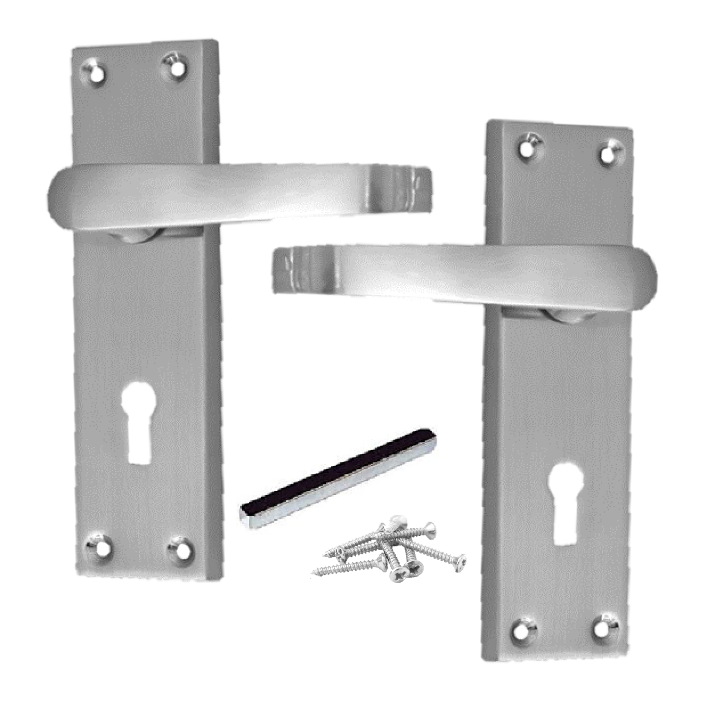 Door Handles Straight Lever Lock - Satin 150 x 40mm