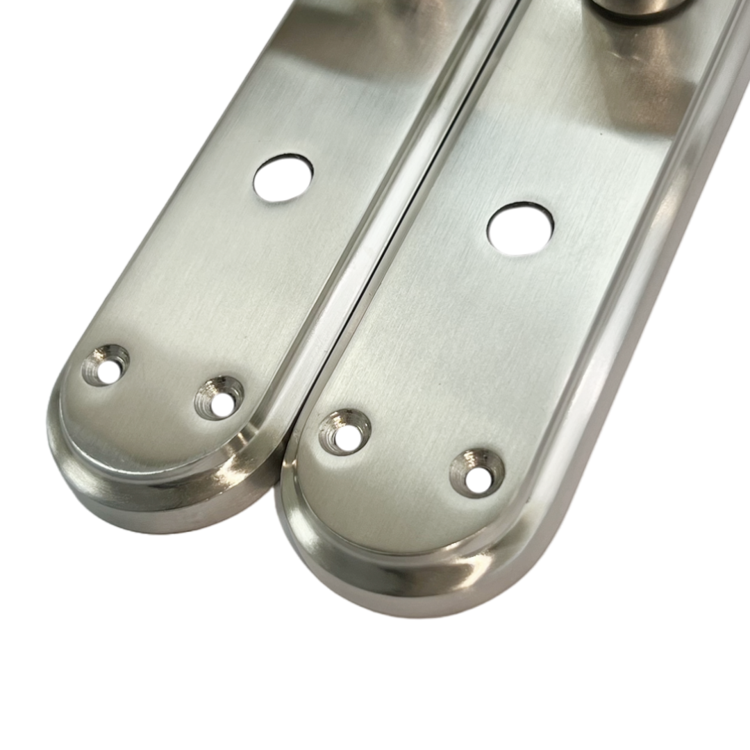 Genova Door Handles Satin Twist Lever Bathroom Lock on Modern Marina Backplate