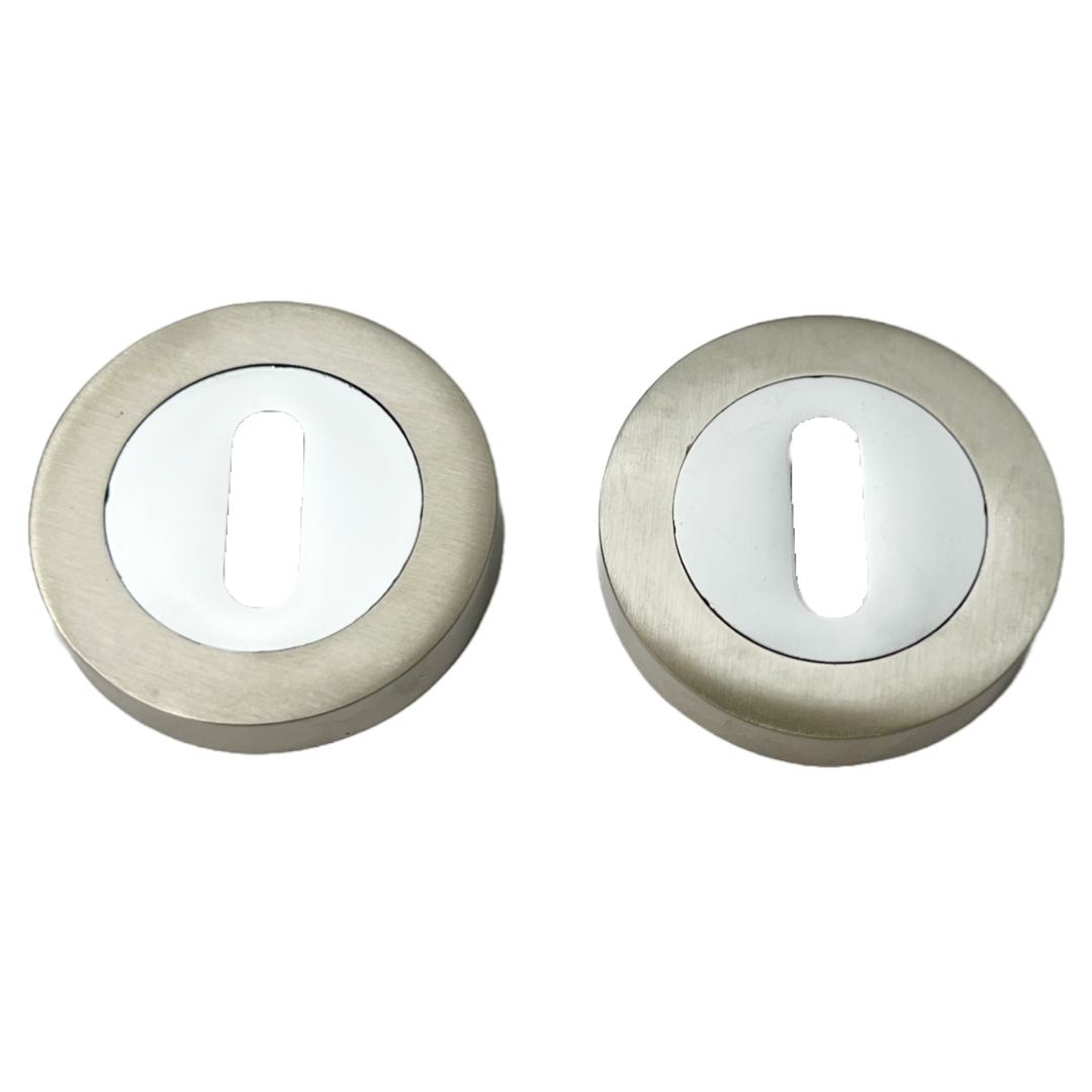 Escutcheon Chrome Satin Nickel Duo Pair Keyhole Cover Mortice Door Lock Cover