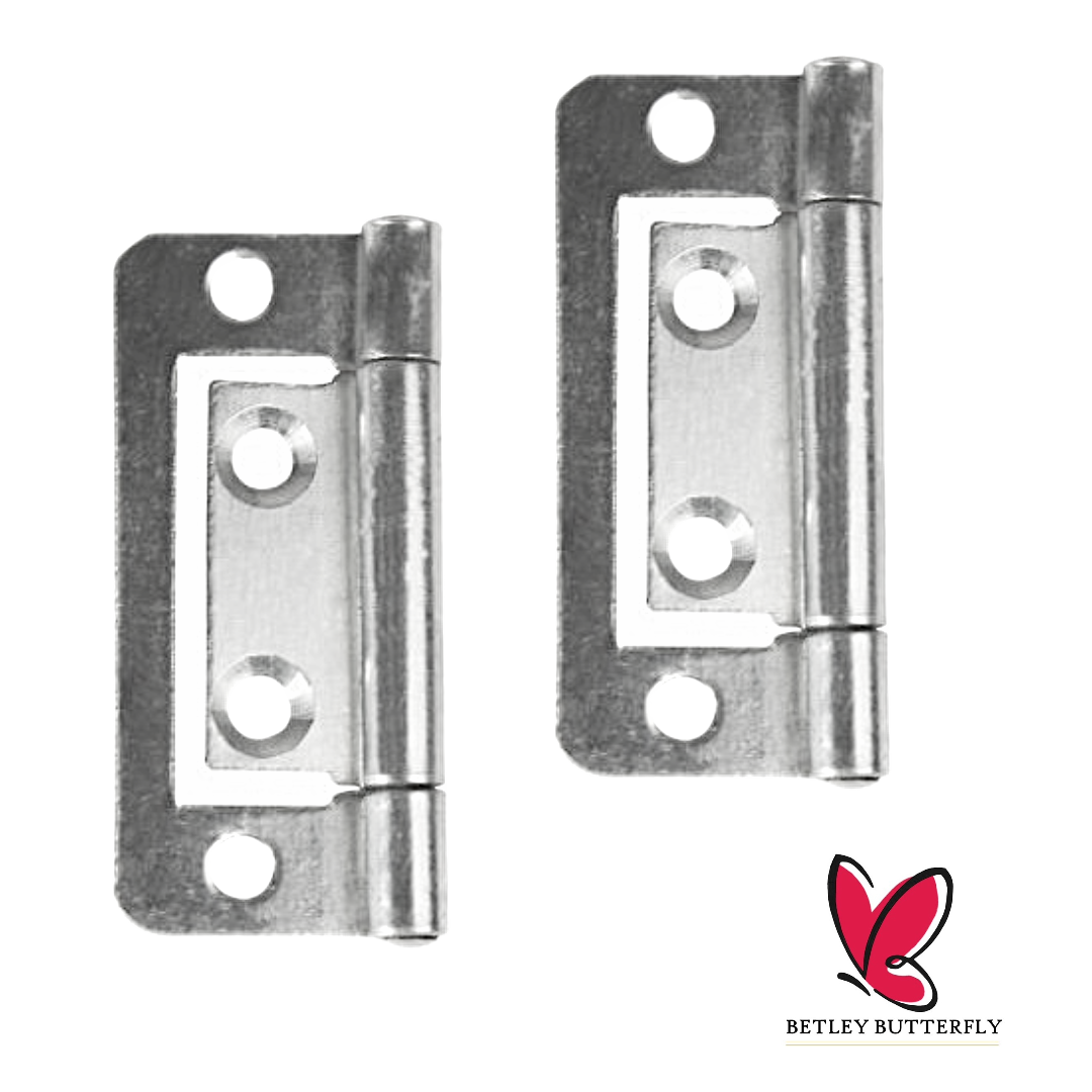 Flush Hurl HINGES PAIR Cupboard Cabinet Door 50 60 75 100 mm Zinc Plated Flat Fitting