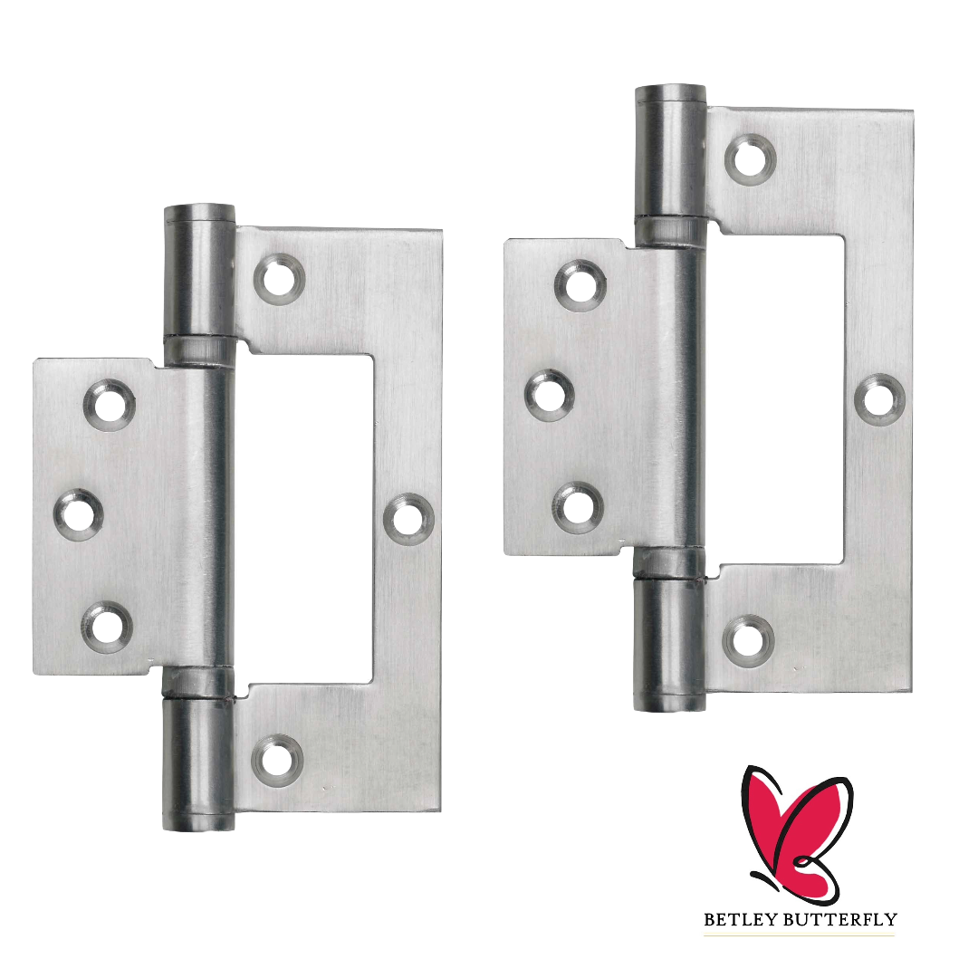 4" HINGES Stainless Steel Ball Bearing Flush Cupboard Door Fitting Chrome Satin