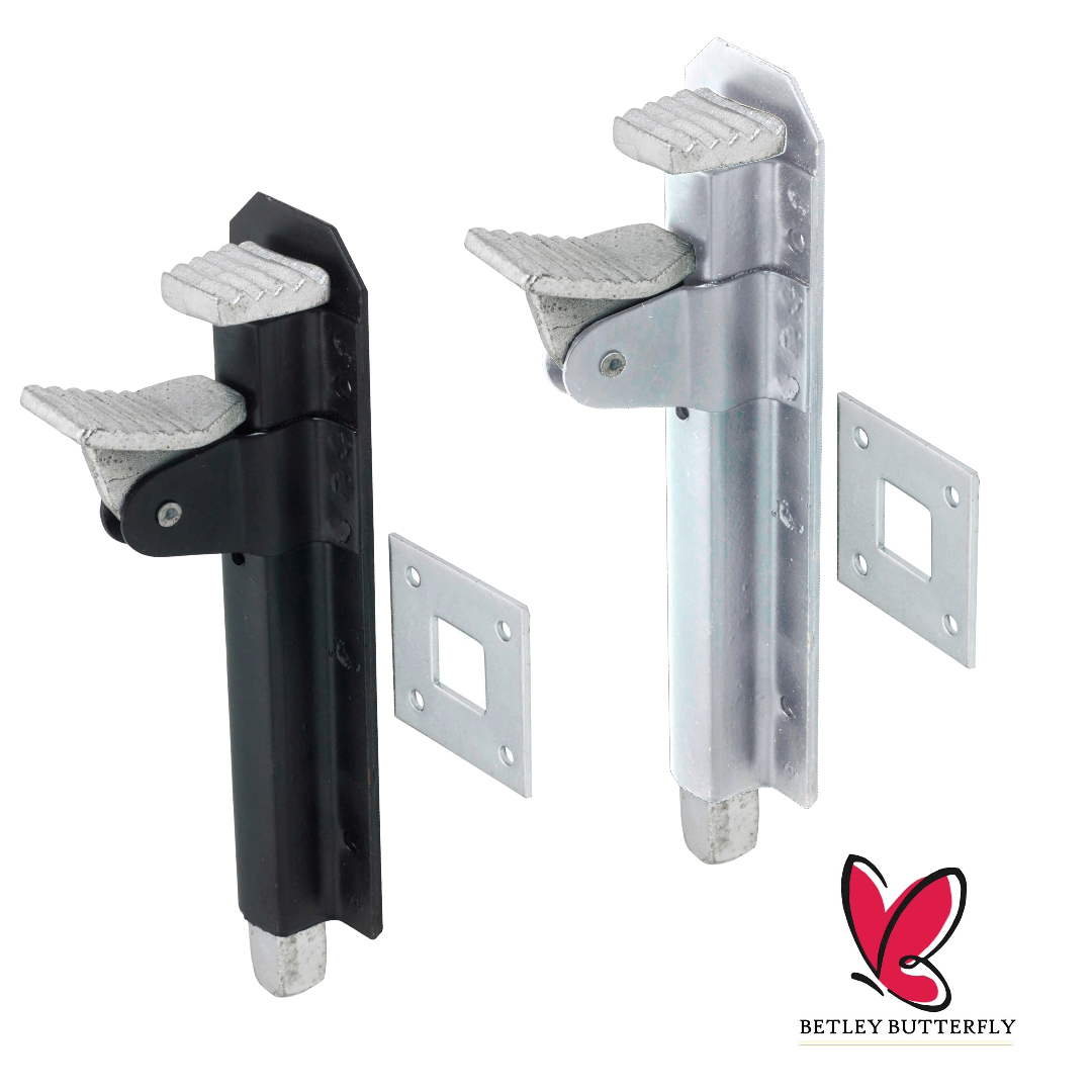 8" Foot Operated Bolt Heavy Duty 200mm Stop Garage Gate Shed Door Zinc Black