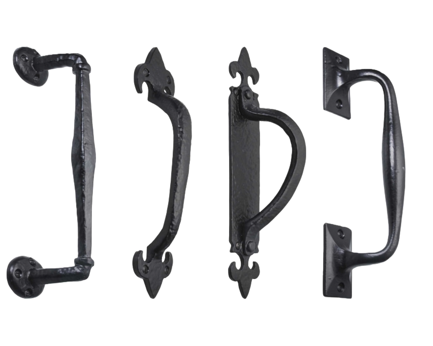 Poignées de porte en fonte noire antique, style rosace, fixations, pour portail, abri de jardin