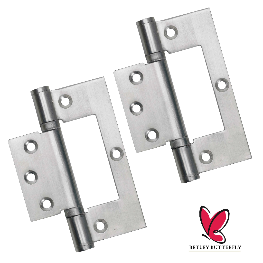 4" HINGES Stainless Steel Ball Bearing Flush Cupboard Door Fitting Chrome Satin