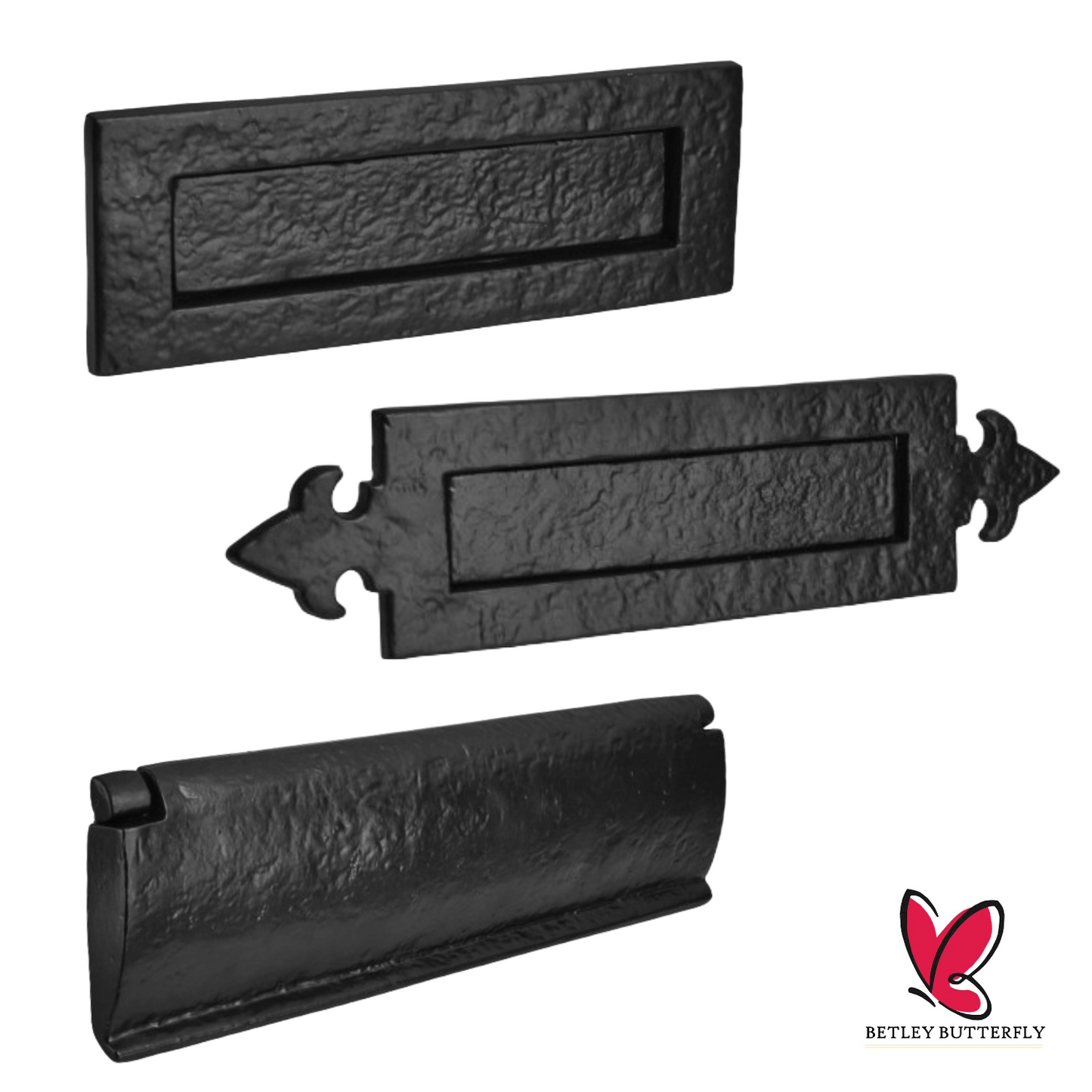 Letter Plate Black Cast Iron Metal Flap Cottage Internal Door Draught Excluder