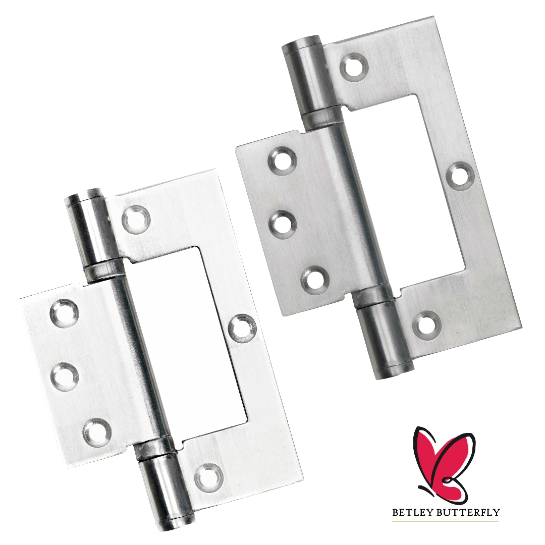 4" HINGES Stainless Steel Ball Bearing Flush Cupboard Door Fitting Chrome Satin