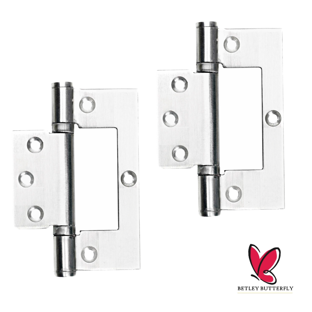 4" HINGES Stainless Steel Ball Bearing Flush Cupboard Door Fitting Chrome Satin