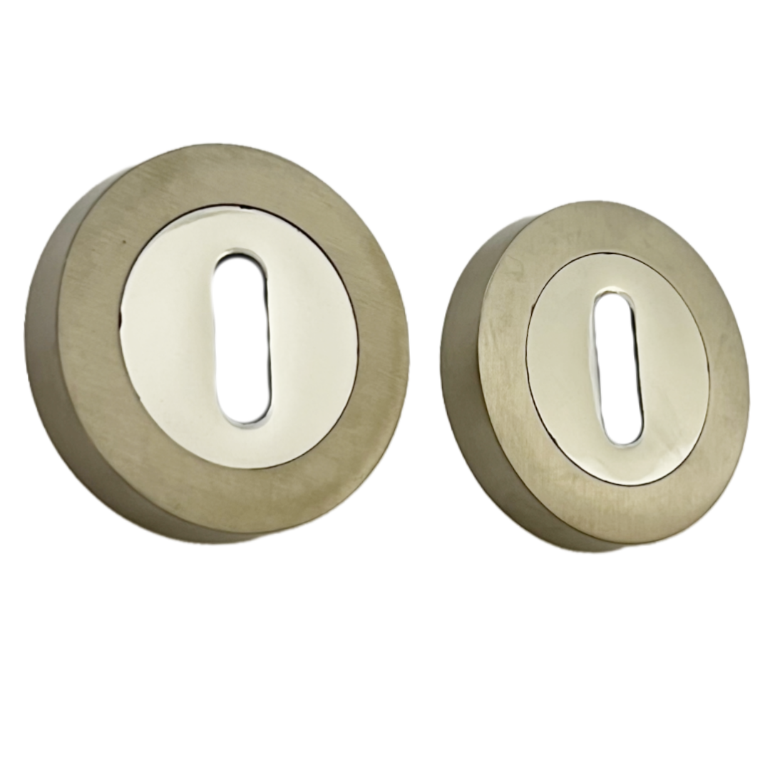 Escutcheon Chrome Satin Nickel Duo Pair Keyhole Cover Mortice Door Lock Cover
