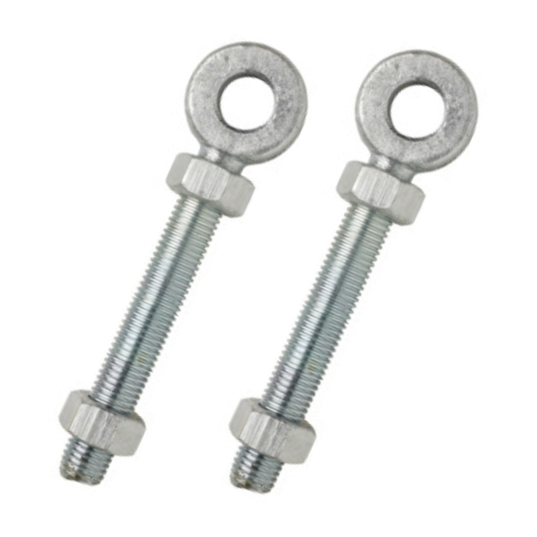 Paire de boulons à œil réglables galvanisés 100 mm et 150 mm pour broches de 12 mm et 16 mm