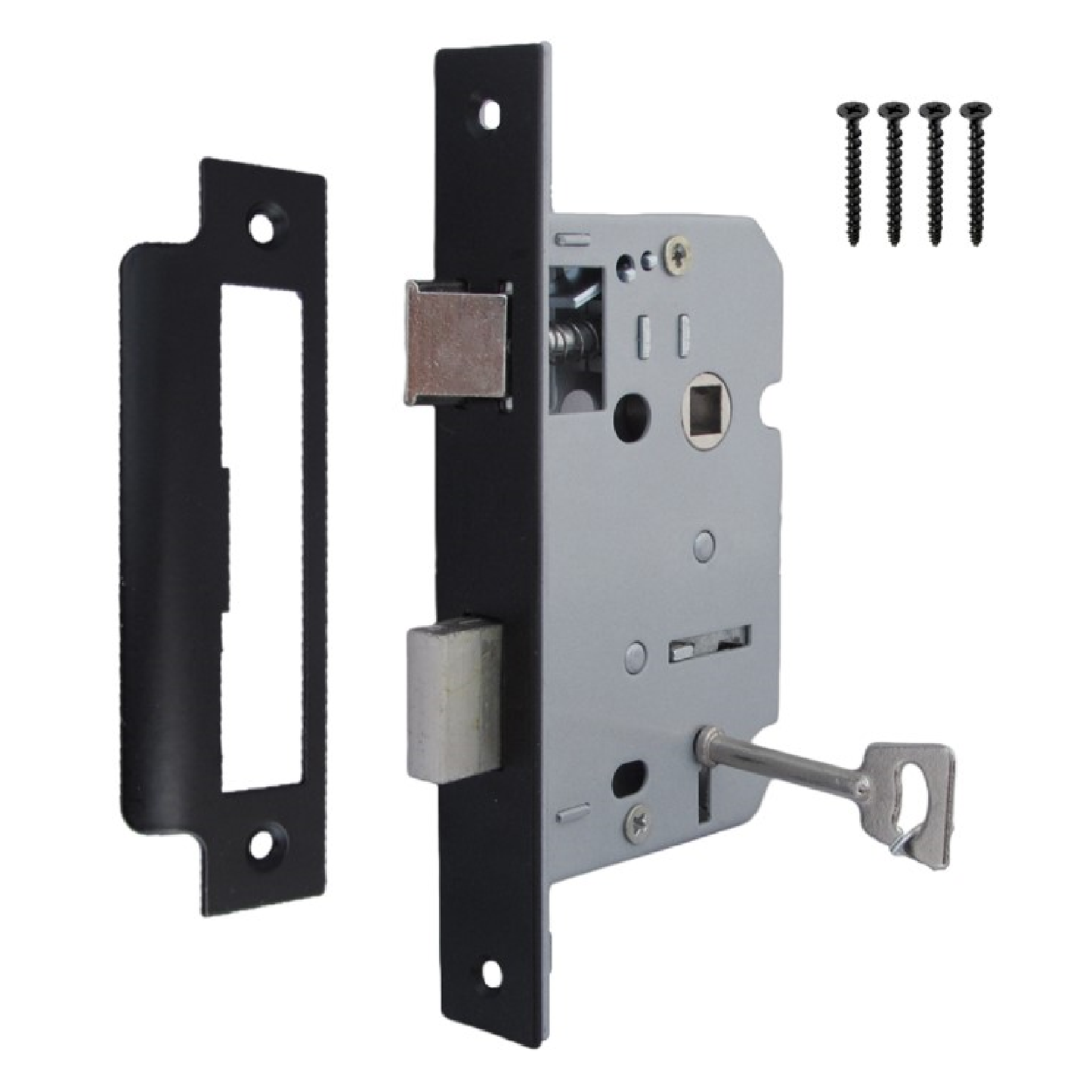 3 Lever Mortice Matt Black Sash Lock Key 2.5" 64mm Bolt Through Reversible Bathroom Handle Locks