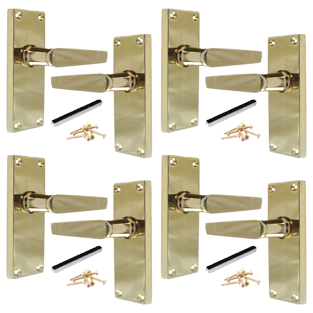 MULTIPACK Door Handles Victorian Straight Lever Latch - Brass 1/4/6 Pairs