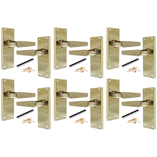 MULTIPACK Door Handles Victorian Straight Lever Latch - Brass 1/4/6 Pairs