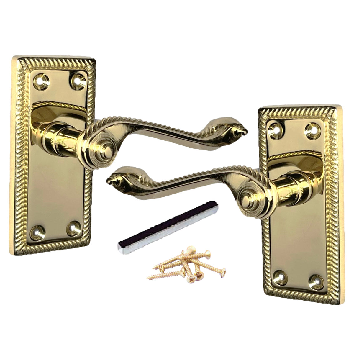 Marketplace JPG companion for Multipack Door Handles Georgian Lever Latch Roped Edge Brass 1/4/6 Pairs - 8mm