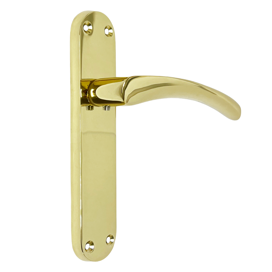 Poignées de porte Monja Astrid à levier arqué et loquet chromé poli