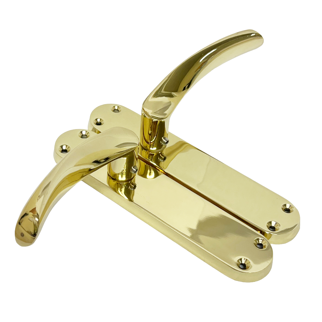 Monja Astrid Door Handles Arched Lever Polished Brass Latch