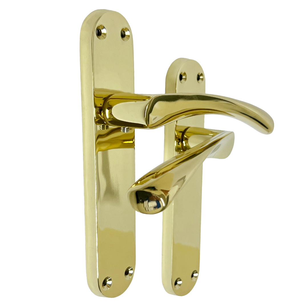 Monja Astrid Door Handles Arched Lever Polished Brass Latch