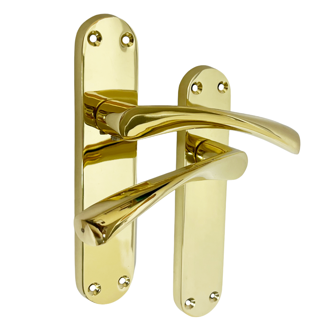 Monja Astrid Door Handles Arched Lever Polished Brass Latch
